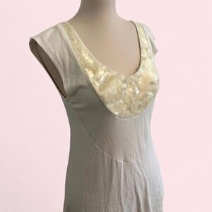 Y2K Vertigo Paris Cream Sequin Tank Top Size M